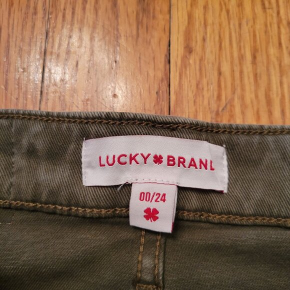 Lucky Brand Olive Green Cargo Pencil Skirt 00/24 Utility Pockets New Front Slit - Picture 4 of 8